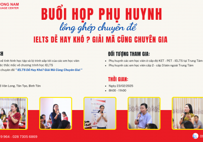 THÔNG BÁO BUỔI HỌP PHỤ HUYNH TẠI TRUNG TÂM NGOẠI NGỮ PHƯƠNG NAM – CƠ SỞ TÂN TẠO